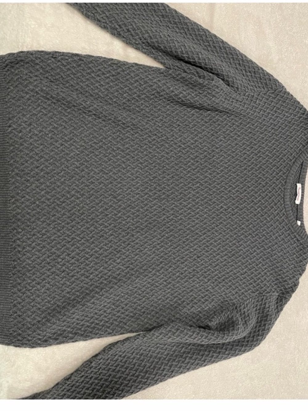 Men's Textured Crewneck Sweater - Charcoal Gray